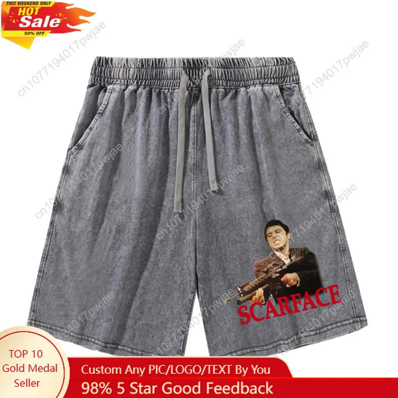

Scarface Shorts Hot Movie Tony Montana Shorts Mans Womans Short Pants Vintage Cotton Elastic Soft Beach Shorts Customized Pants