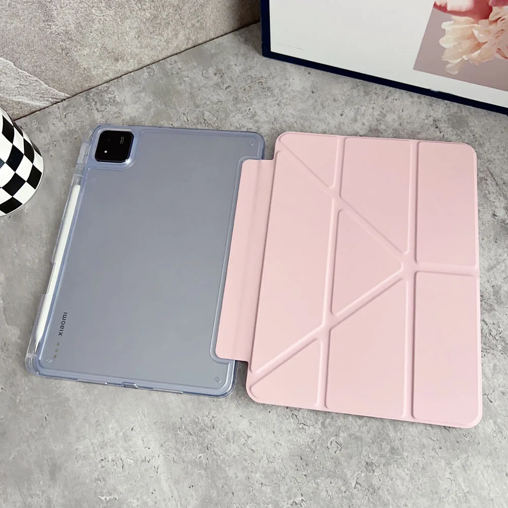 Shockproof Tablet Case for Xiaomi Redmi Pad 2 2025 Clear Acrylic Y-Fold Back Cover Protective Cover for 11-Inch Tablets
