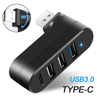 180° Rotatable USB HUB 3.0 2.0 Type C HUB USB Power Adapter 4 Port Multiple Expander For Computer PC Laptop U Disk Data Transfer