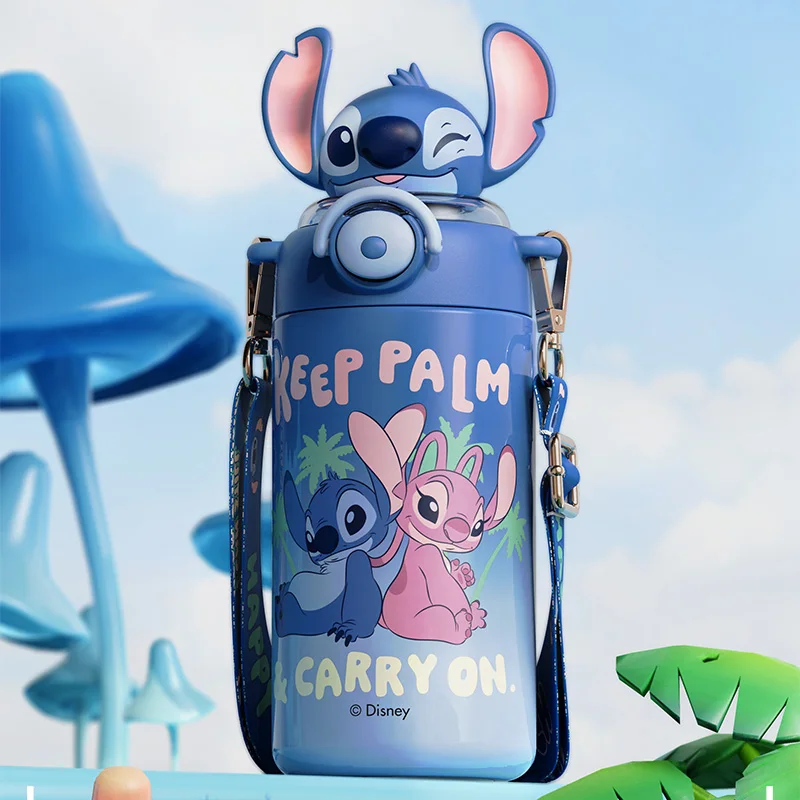 New Disney Lilo Stitch Water Kettle Thermos Cup With Hanging Rope Cute Portable Water Cup For Children Travel Cup Holiday Gifts