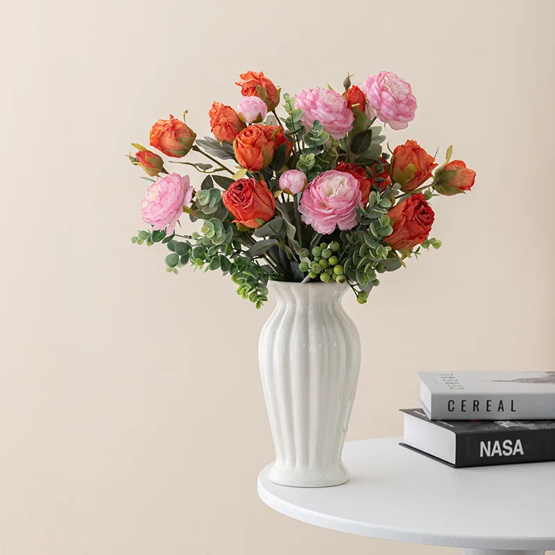 Ceramic High-end Vase North European and American Style White Home Decoration Creative Living Room Hydroponic Vase