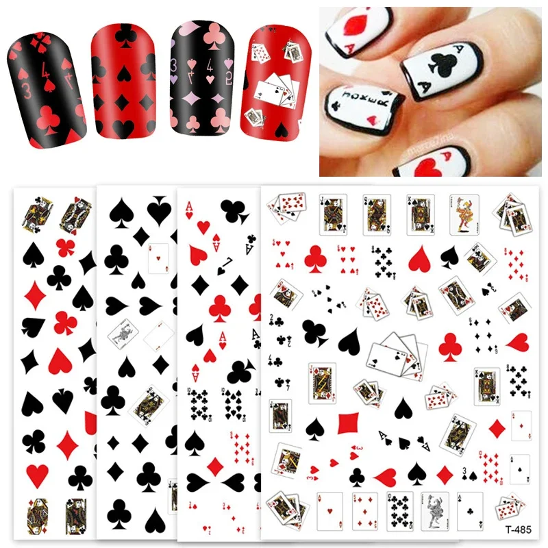 Pokerkarten-Design Nagelaufkleber mit Kleberückseite, Nagelsticker für Nagelkunst-Dekoration