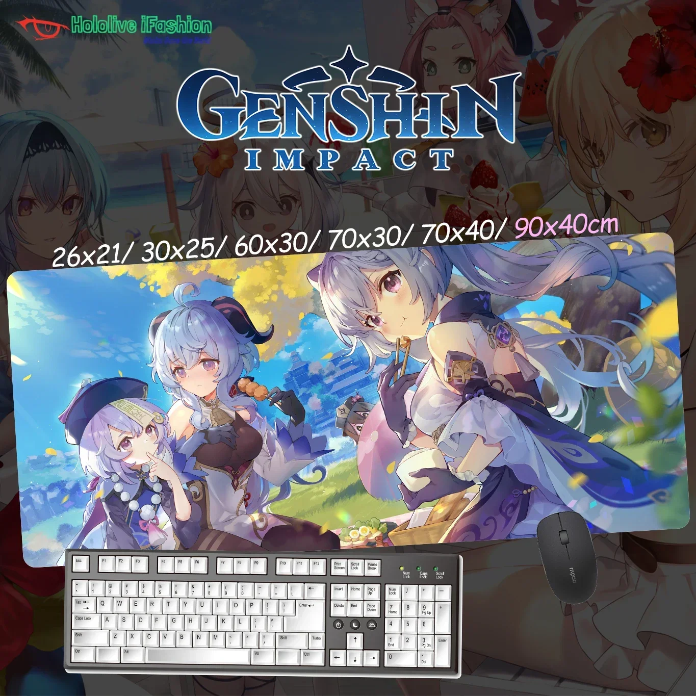 

Game Genshin Impact Ayaka Hutao Mouse Pad Mousepad Keyboard Pad Desk Mat Computer Accessory Gaming Office Work Game Dropship