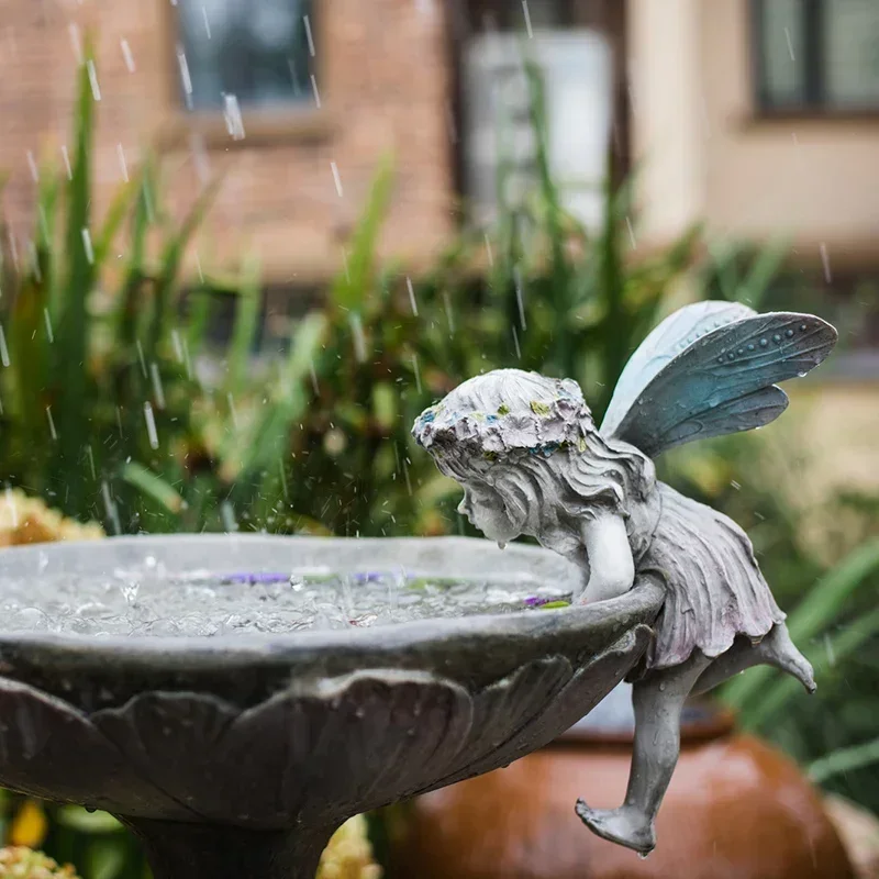 Bird Food Pot Decoration Vintage Goblet Flower Pot Garden Courtyard Villa Decorative Basin