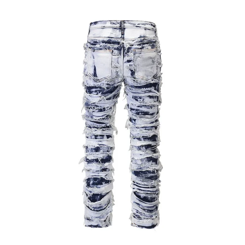 

Men's Jeans Skinny Frayed Distressed Retro Ripped Biker Jeans Hip Hop Streetwear European American Slim Denim Pants for Men