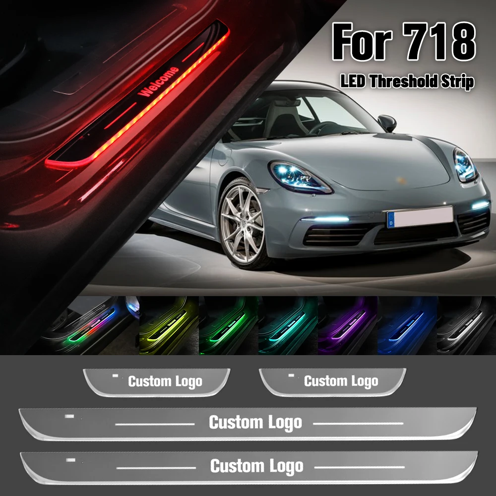 

For Porsche 718 Cayman Boxster 982 2016-2022 Car Door Sill Light Customized Logo LED Welcome Threshold Pedal Lamp Accessories