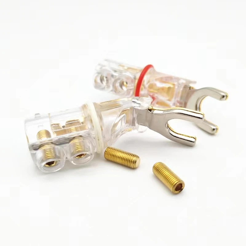 

New original 4pcs WBT Rhodium plated no soldering Y/U Spade Banana plug HiFi speaker Audio fork Connector Adapter