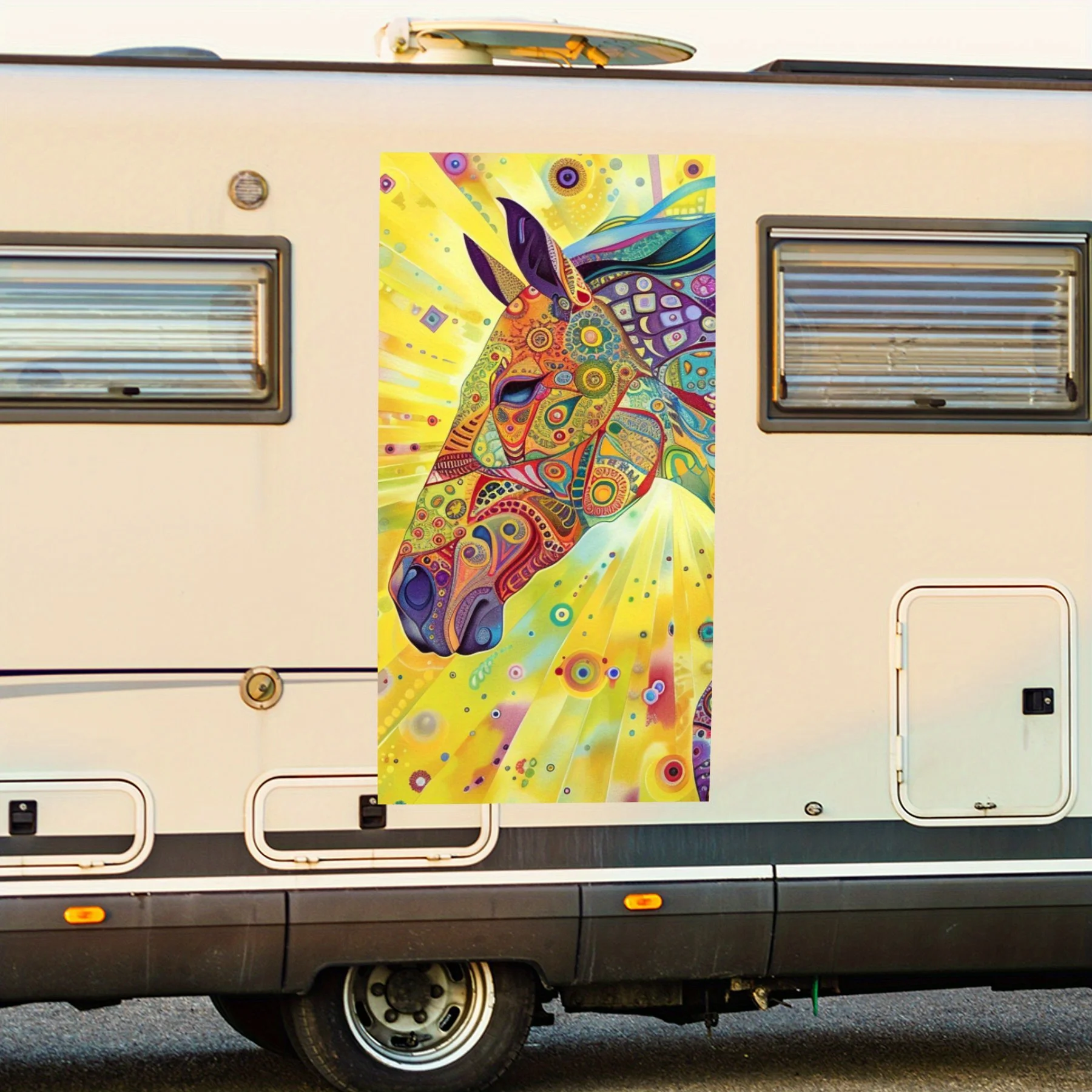 

Осветляйте свой автофургон с помощью этой яркой художественной наклейки в виде лошади. Уникальный стиль на ходу! Виниловая наклейка на дверь автомобиля, водонепроницаемая