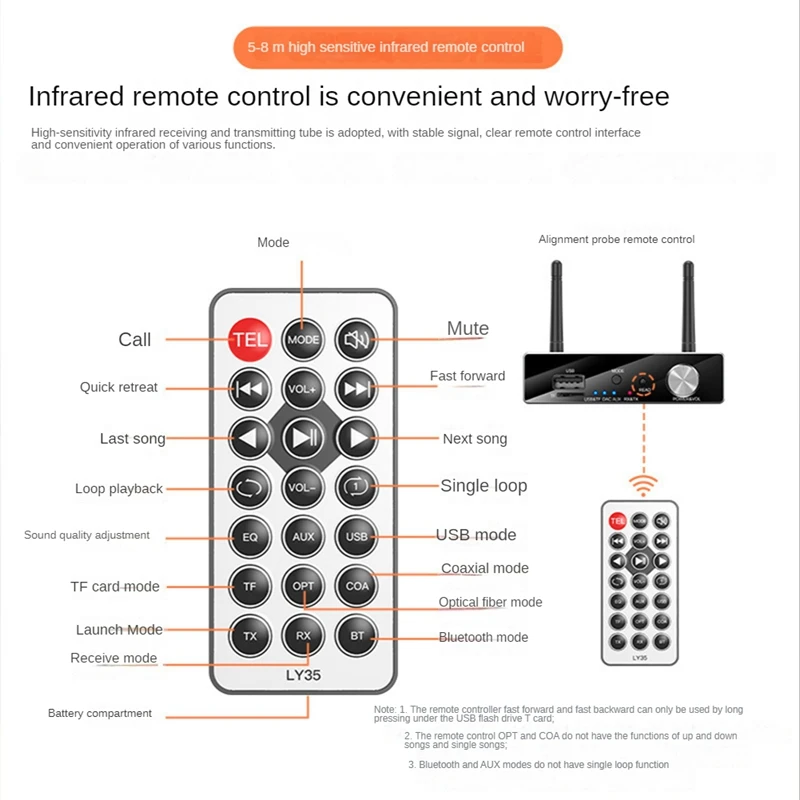 Metal Bluetooth Transceiver HIFI Audio AUX Receiver 3.5Mm Adapter Digital To Analog Converter