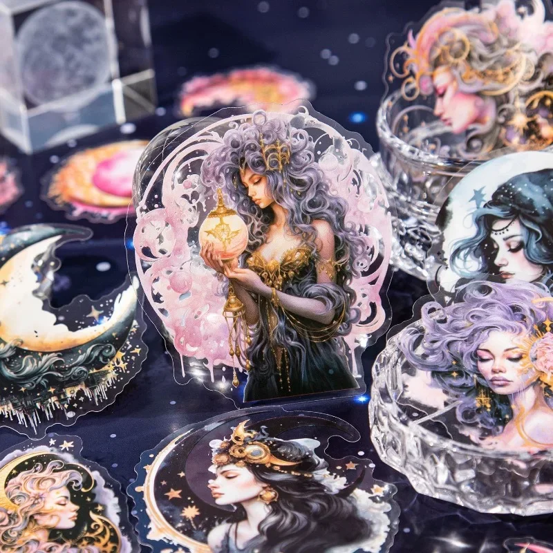 30Sheets Sticker pack Moon Goddess series DIY Moon Phase Handbook Character Decorative Stickers Scrapbook 129*94mm