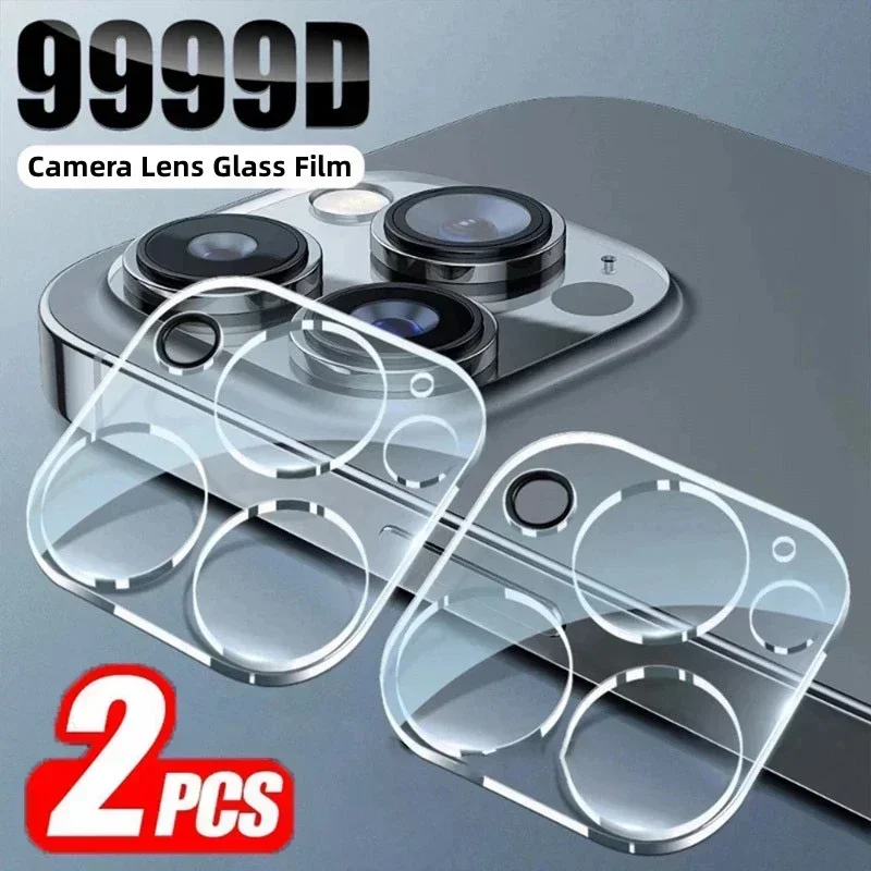 For Iphone 11 12 13 14 15 Pro Max 14 15 Plus 2 Pcs Dual Layer Design Tempered Glass Camera Lens Protection Film