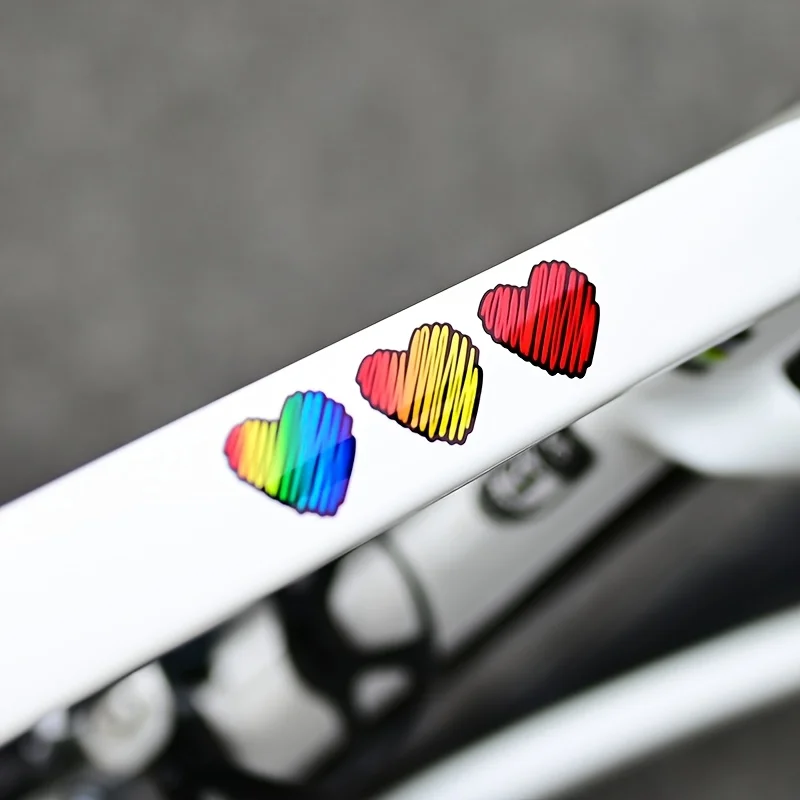 

1PC Reflective Rainbow Heart Vinyl Stickers, Waterproof Durable Decals for Bicycle Motorcycle Scooter Car