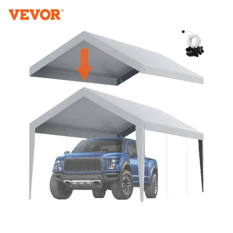 

VEVOR Carport Replacement Canopy Cover 10 x 20 ft Garage Top Tent Shelter with Ball Bungees (Only Top Cover Not Include Frame )