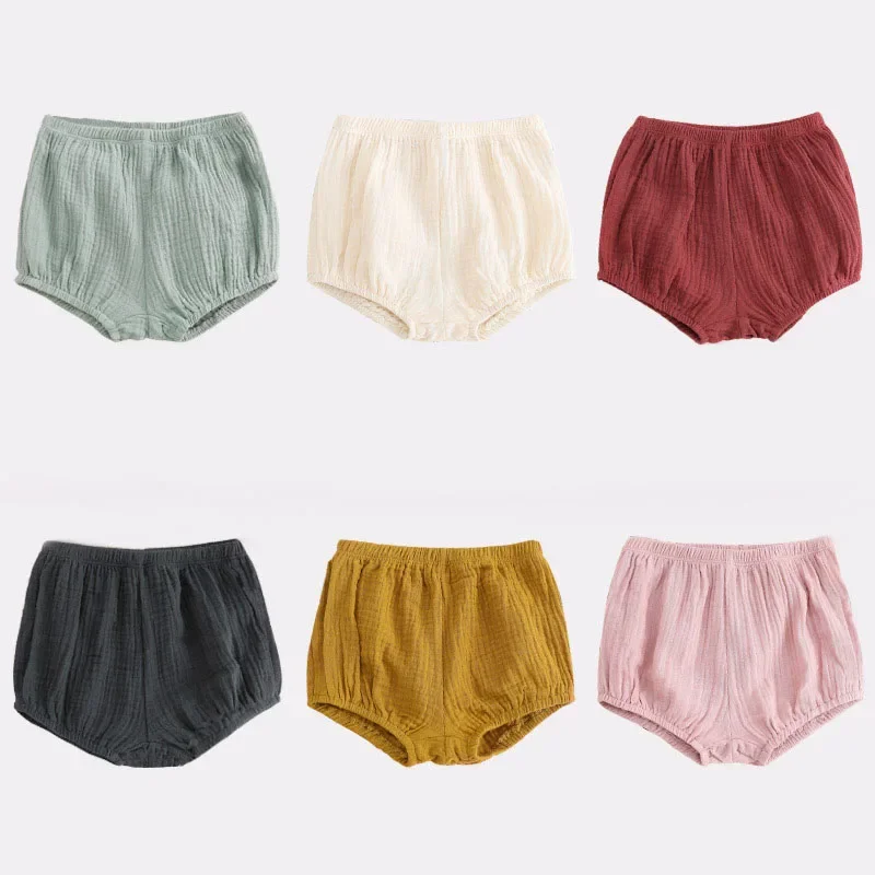 Baby Shorts For Boys Girls Solid Color Cotton Linen 2024 Summer Bloomers Thin Breathable Toddler Newborn Bread Short Pants