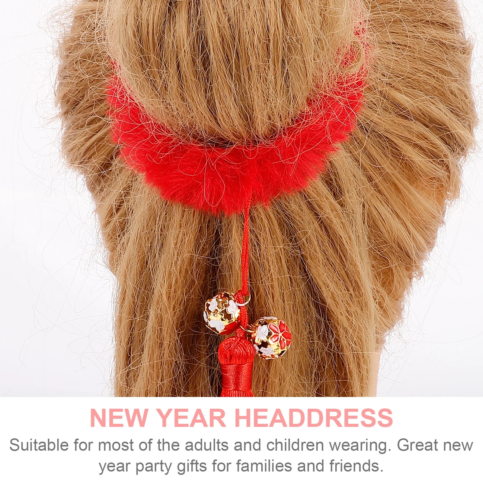 

2 Pairs Red Tassel Hair Circles Durable Cloth Chinese Classic Kids Hair Ropes Girls Ponytail Holders Holiday Decorations New