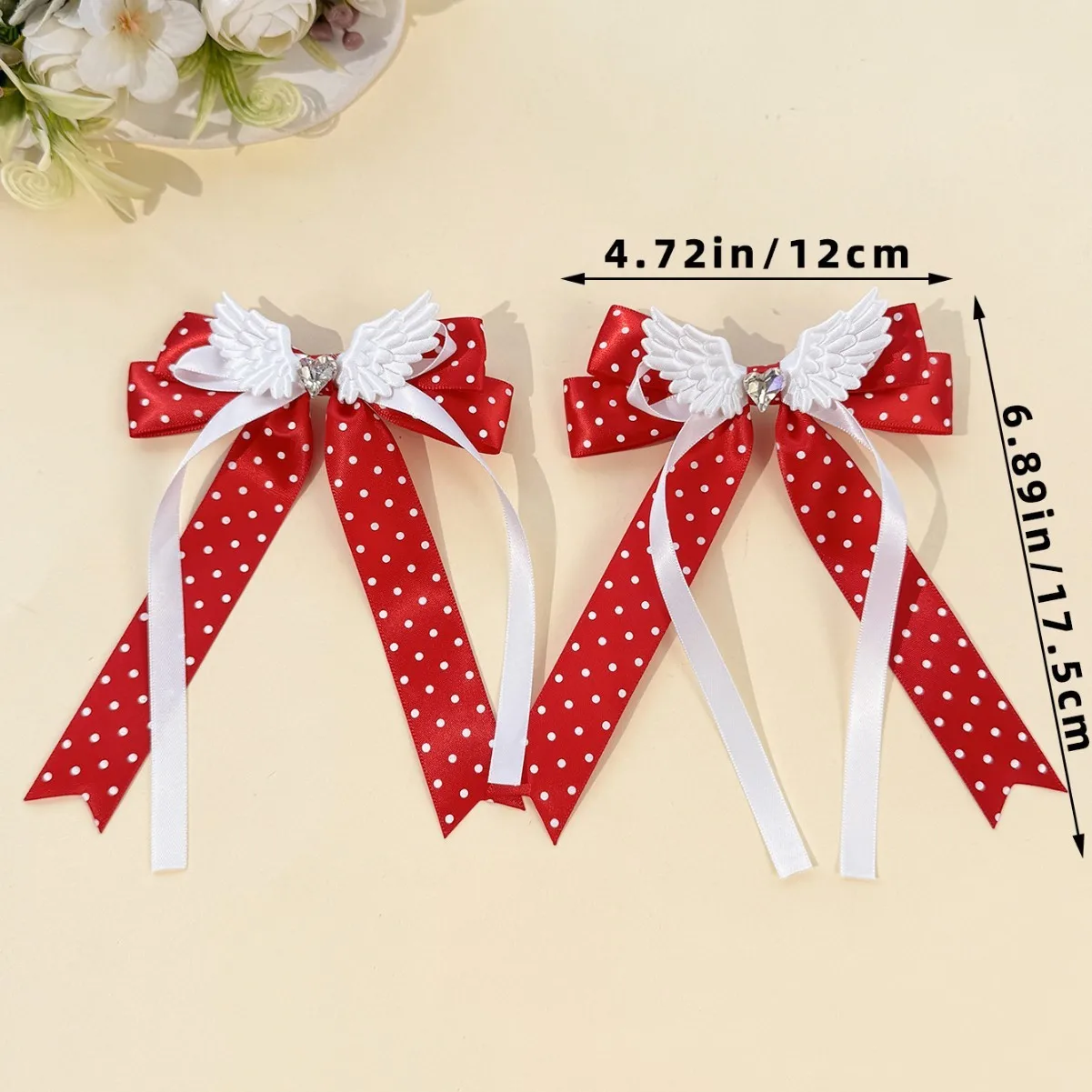 30PC Long Tassel Spotty Print Hair Clips Angel Wings Side Hairgrips for Women And Girls Dot Spot Pattern Hair Accessories Bulk