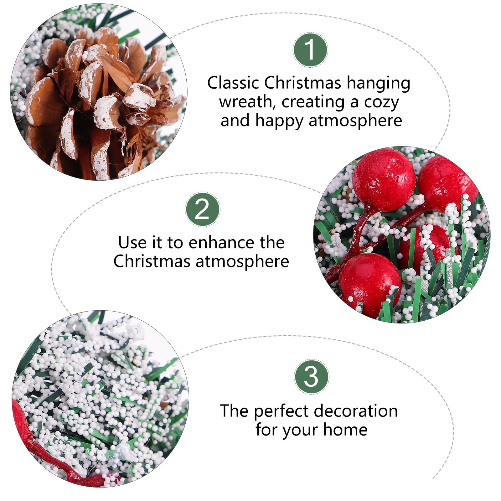 

Christmas Wreath Decoration Artificial Wreaths for Ornament Door Hanging Festive Pvc with Man