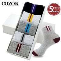 5 Pairs=10pcs Men Ankle Socks Breathable Summer Winter Cotton Sports Socks Mesh Casual Athletic Thin Cut Short Sokken Size 39-43