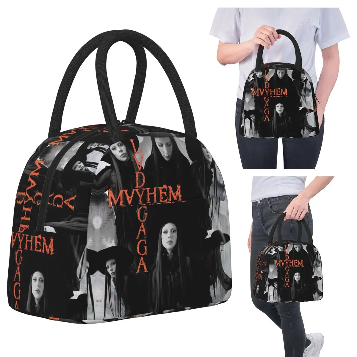 

Изолированная сумка для обеда с альбомом Lady Gaga Mayhem для женщин, офисный холодильник, термосумка для еды, портативная коробка для завтрака, контейнер