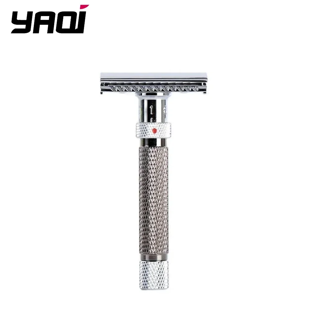 มีดโกนหนวดแบบปรับได้ Yaqi the Final Cut สำหรับผู้ชาย สีโครเมียมและสีกันเมทัล อุปกรณ์โกนหนวดแบบคลาสสิก