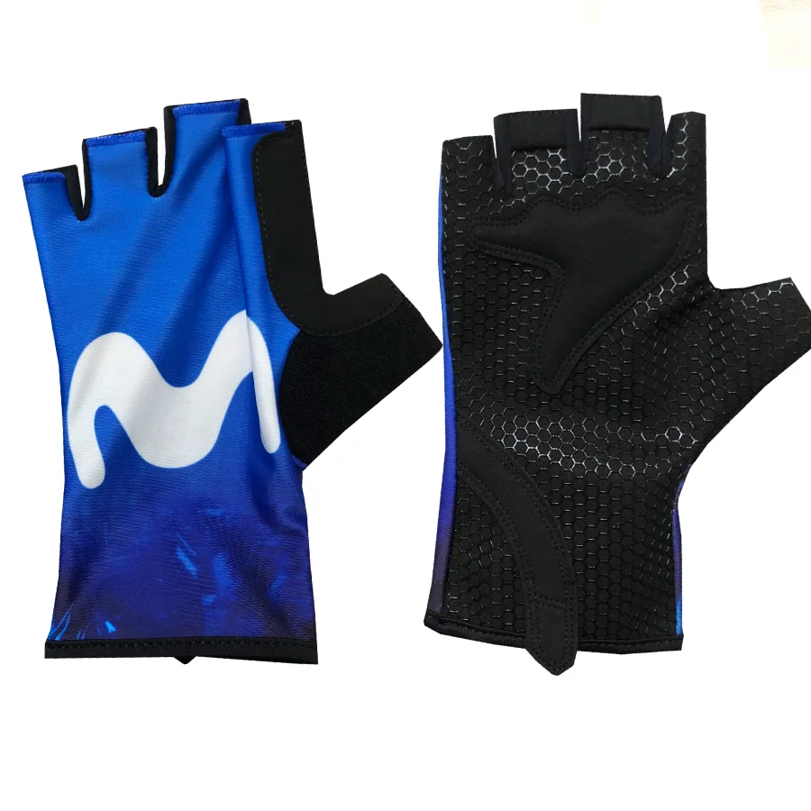 Blue M Team Sports Cycling Gloves Half Finger Men Women Road Bike Gloves Running Fitness Gym Riding Bicycle Gloves