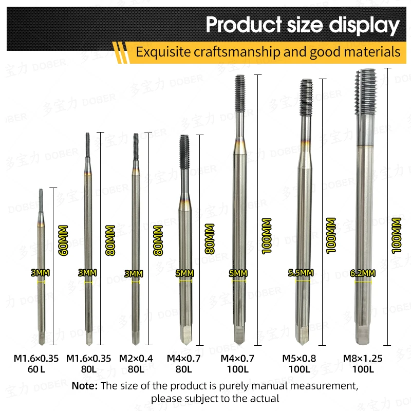 Imagem -02 - Dober-long Titanium Revestimento Parafuso Tap Broca Flauta Reta Métrica Thread Tap Die Máquinas-ferramentas Hss 100 M2-m12 Pcs