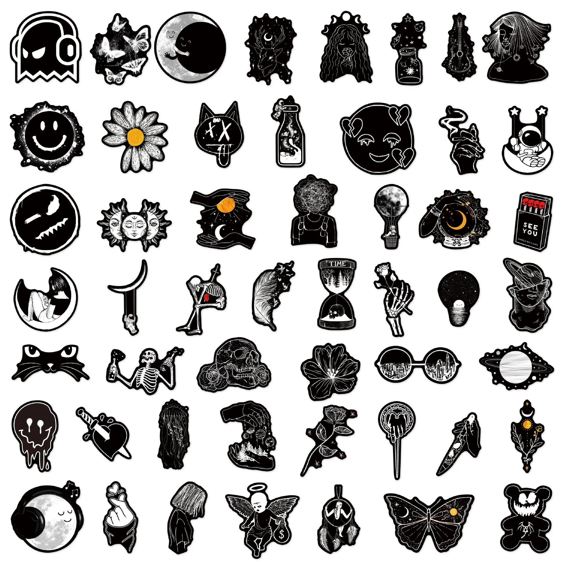 50Pcs Punk Gothic Dark Series Graffiti Stickers Suitable for Laptop Helmets Desktop Decoration DIY Stickers Toys Wholesale