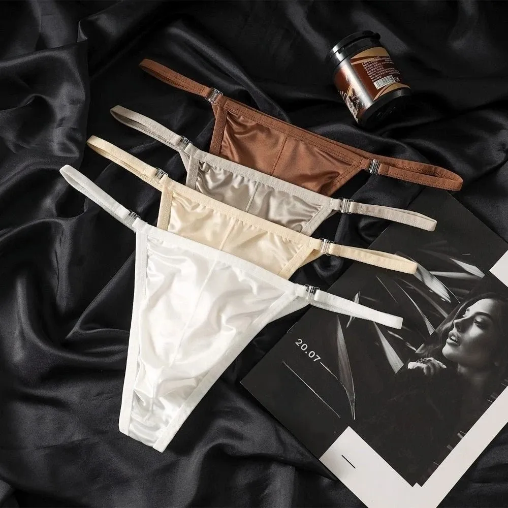 Comfortable T-back Men Thong Lingerie Low Waist Men Underwear U Convex Pouch Thin Belt Triangle Panties Swimwear