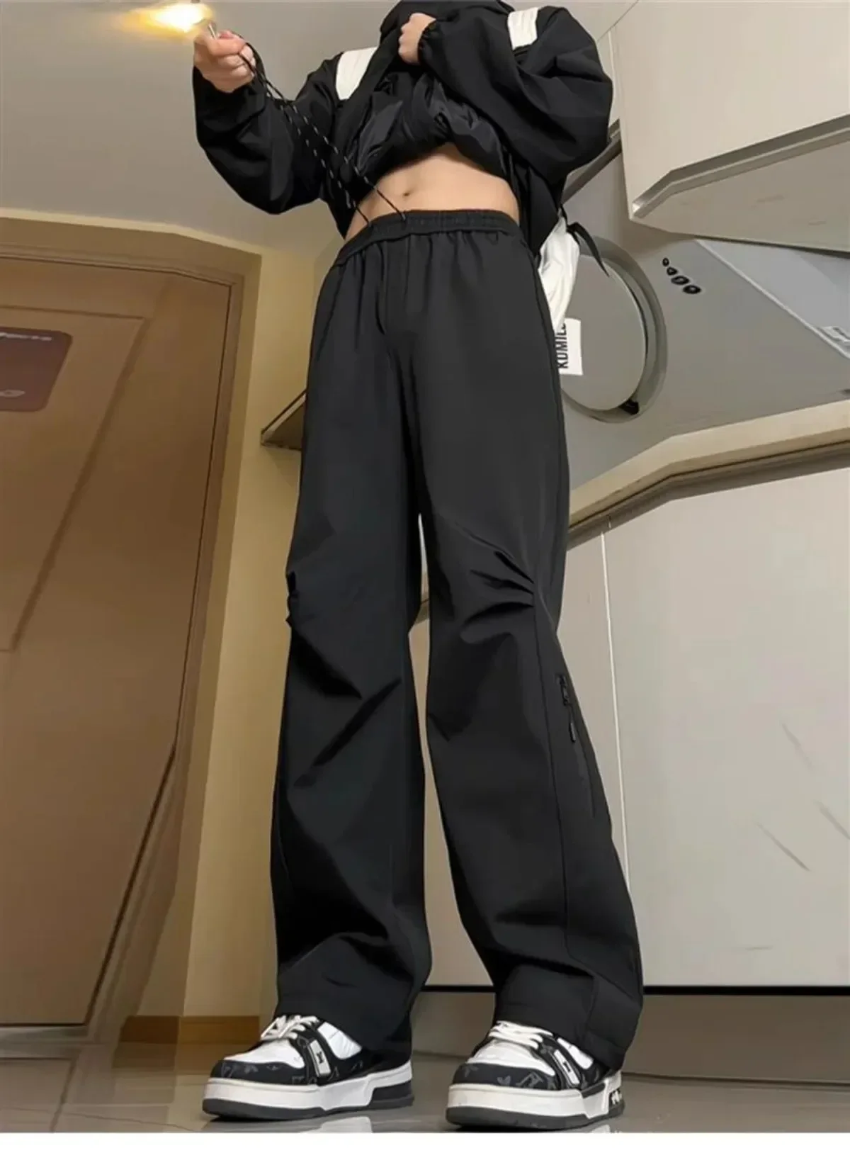 

Классические универсальные мужские брюки-карго с карманами, новые однотонные рабочие брюки прямого кроя, черные уличные спортивные брюки на шнурке