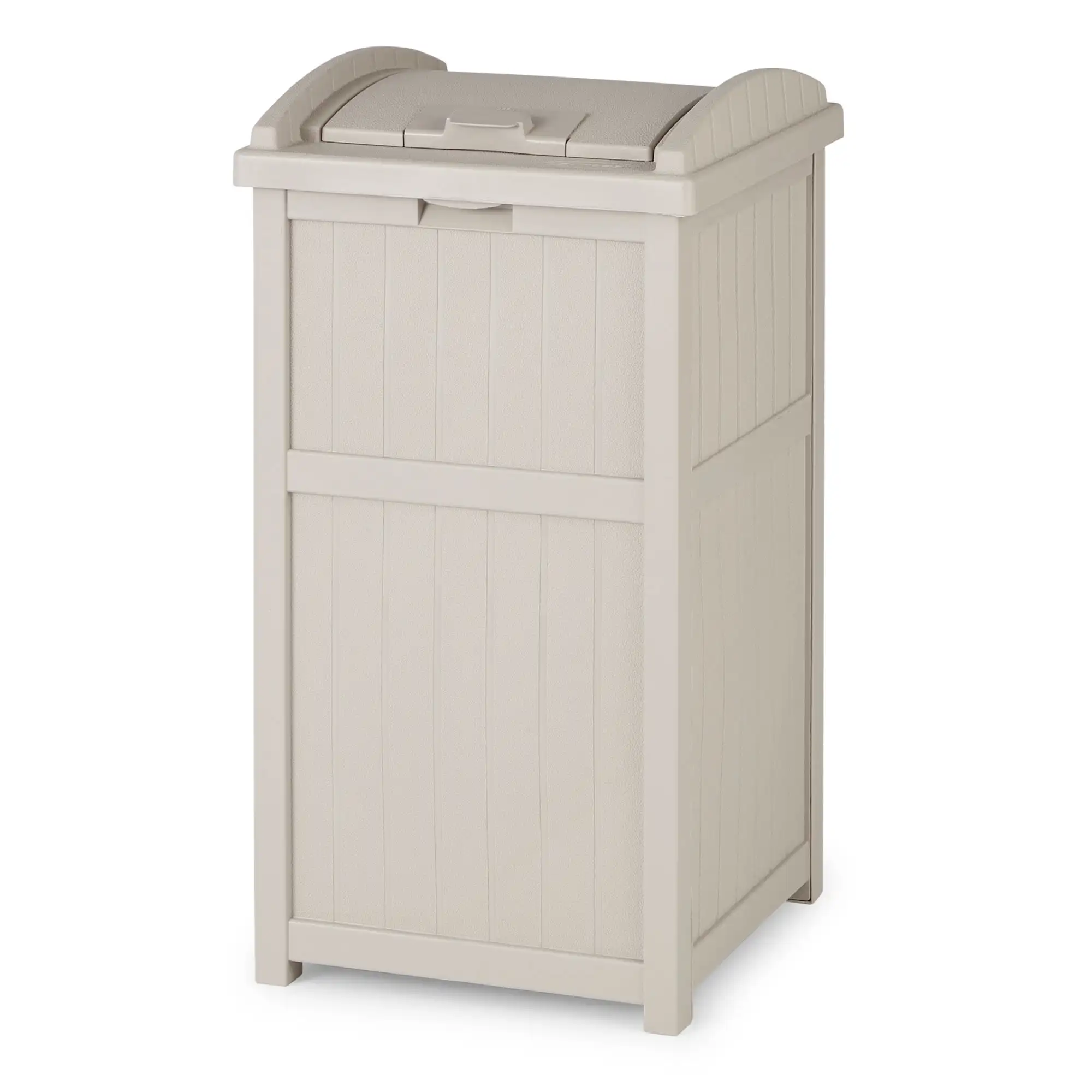 

MH Outdoor Hideaway Trash Container for Patio, Taupe, 33 Gallon