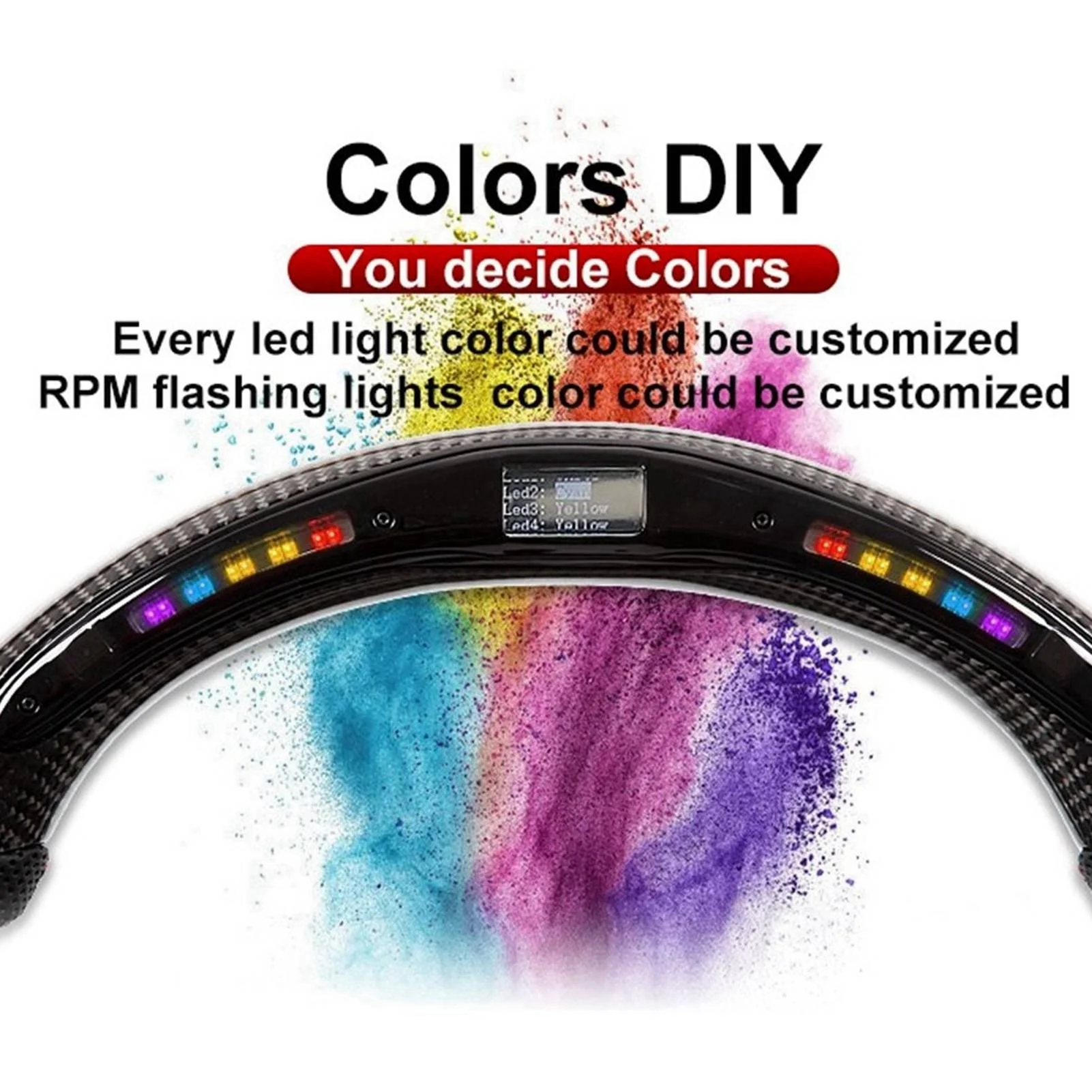 

Carbon LED Shift Lights Display Steering Wheel Perforated Leather Replacement for EcoBoost 2018‑2021 LED Steering Wheel