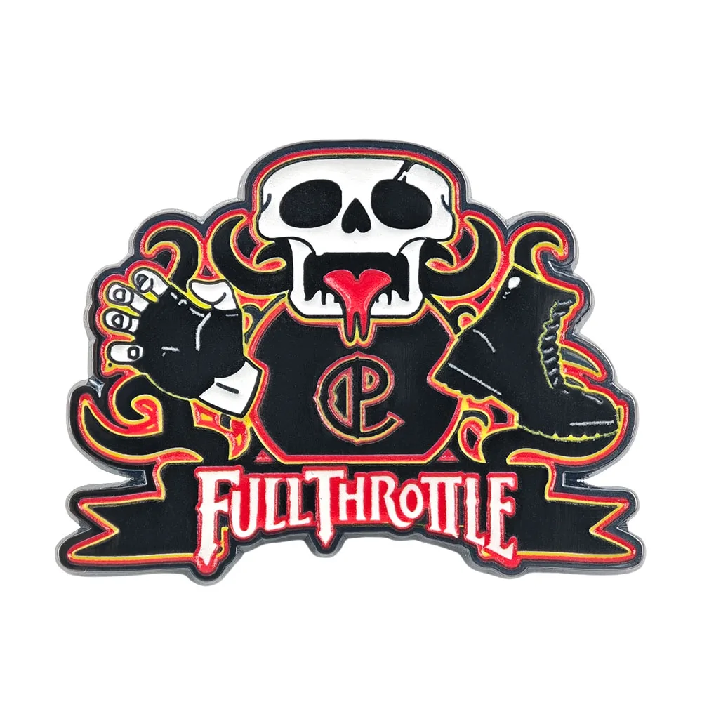Full-Throttle Metal Brooch Corley Pistons CP Enamel Pin Retro PC Game Fan Collection Biker Skull Clothes Backpack Lape view 6
