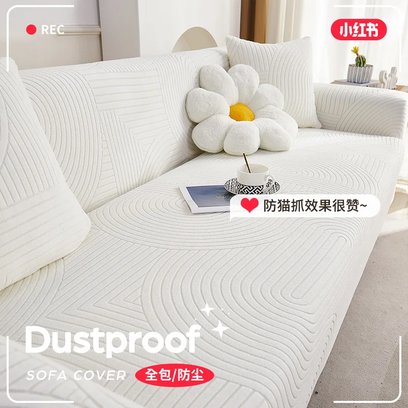 Stretch Full Sofa Cover Anti-Slip Fit Solid Or Geometric Fabric Options S-Xl Size Range Cm Removable Furniture Protector Rental