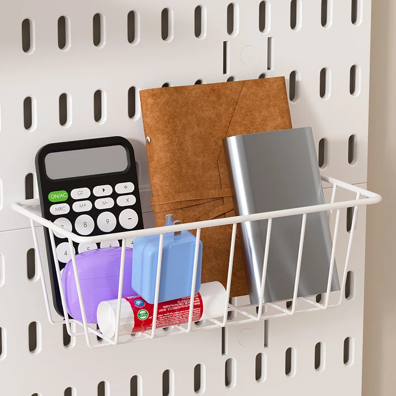 Plastic Desktop Pegboard Organizer | Free Combination Wall-Mounted Rack with Hooks, Bins, Shelves & Baskets for Home Office