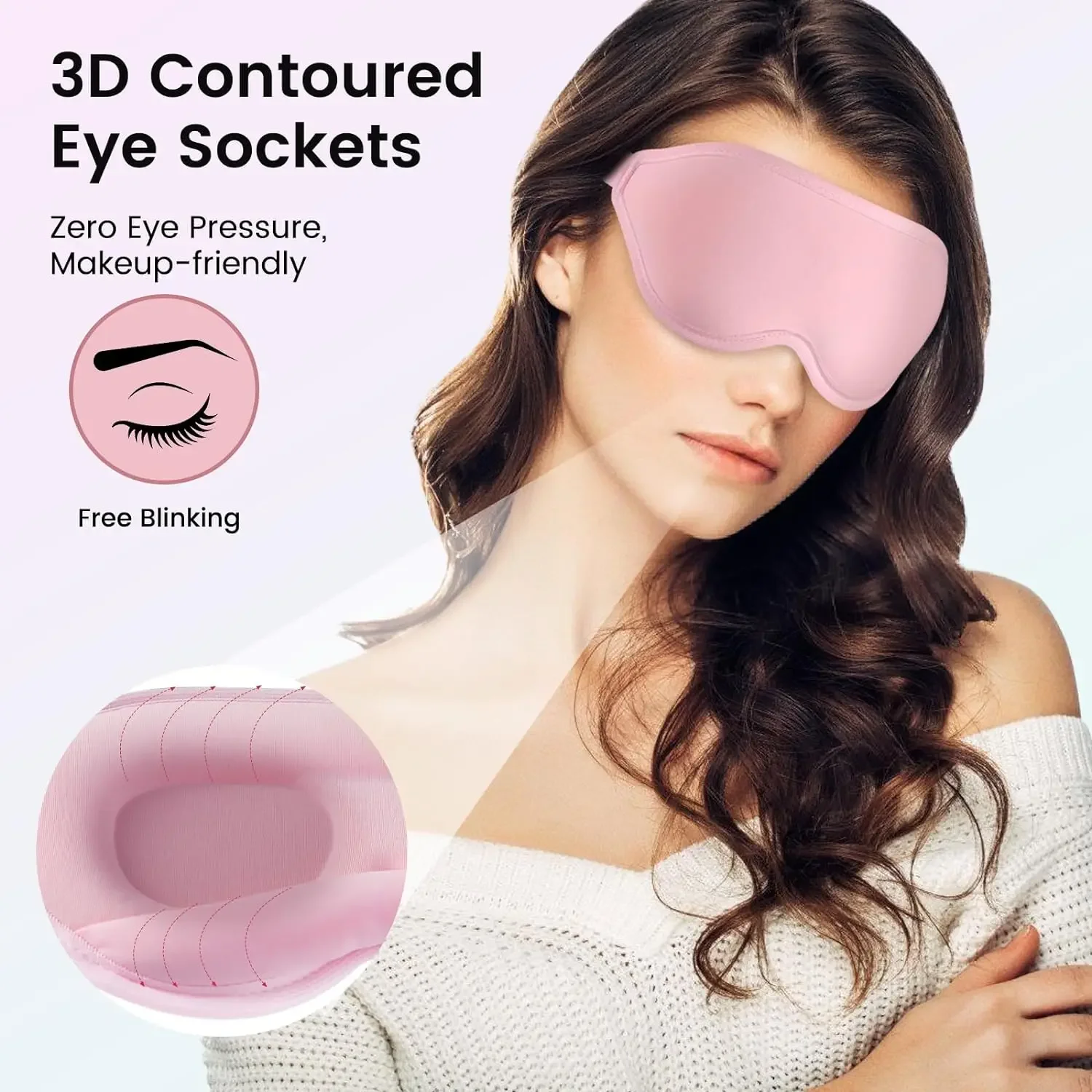 100% Light Blocking 3D Sleeping Eye Mask Soft Breathable Eye Shade Cover for Travel Zero Eye Pressure 3D Sleeping Mask