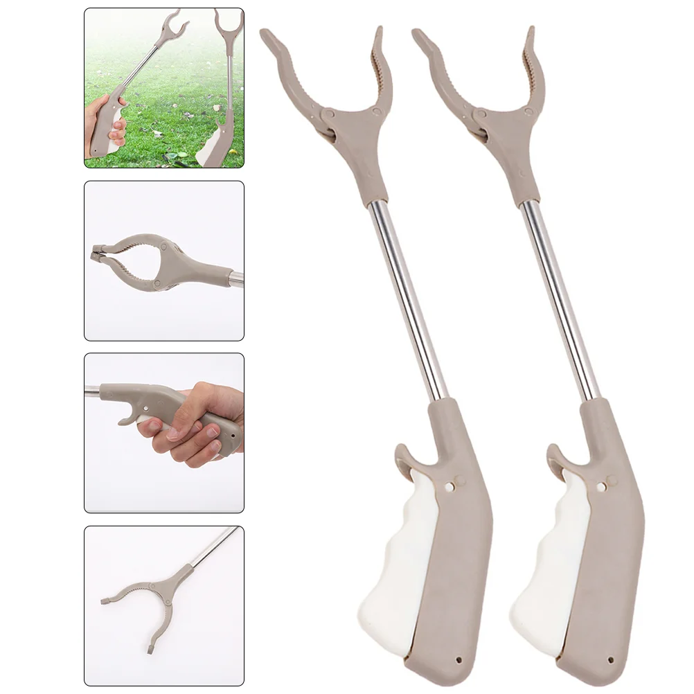 2 Pcs Clip Picker Rubbish Up Tool Litter Garbage Picking Trash Grabber Outdoor Clips Sanitation Worker Long