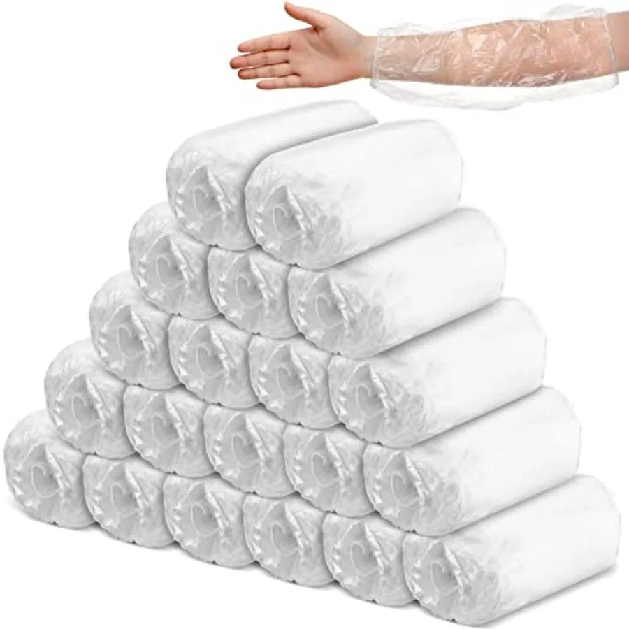 

Yinder 200 Pcs Plastic Disposable Sleeves Arm Protectors Bulk Waterproof Sleeve Protector for Arm with Elastic on Cuff