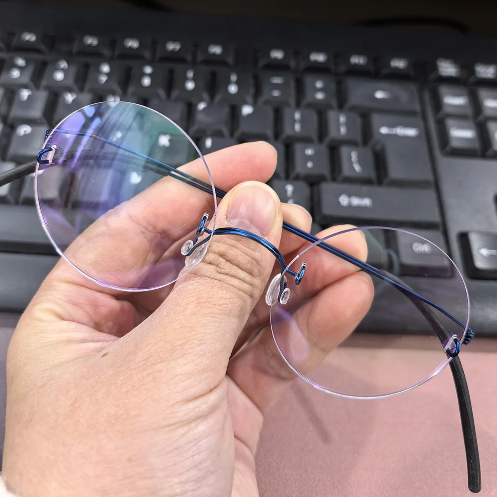 Denmark Brand Rimless Round Glasses Frame 356 Ultralight Men Screwless Titanium Eyeglasses Frames Spectacles Women Eyewear Gafas image 3