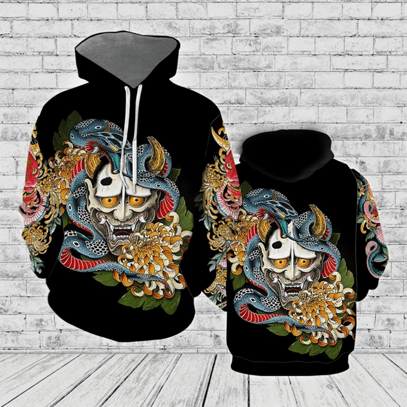 New Men's Hoodie Japanese Samurai 3d Printed Fashion Street Long Sleeve Hooded Sweatshirts Casual Jacket Pullovers Outdoor Coat