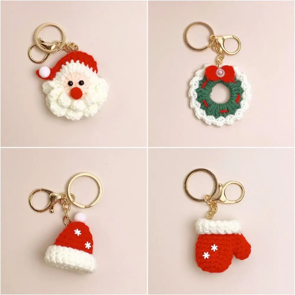 Christmas Mini Knitted Hat Keychains Hand-woven Gloves Christmas Hat Pendant Hat Pendant Christmas Gloves Keyrings