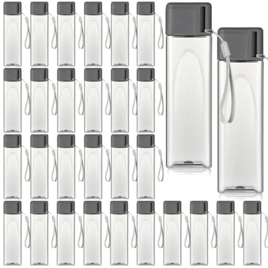 

Набор из 30 пластиковых спортивных бутылок для воды объемом 17 унций (500 мл) для взрослых, многоразовые, герметичные, портативные, большие емкости для напитков