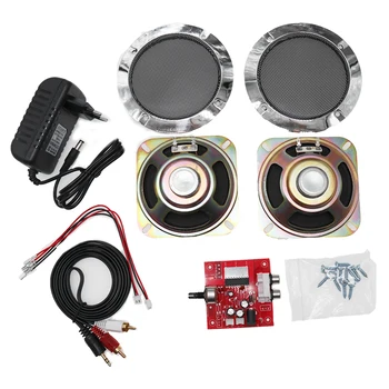 Kit amplificador de áudio para console de jogos arcade, amplificador de 4 polegadas, 5w, alto-falantes, cabo de alimentação para acessórios de gabinete de jogos de fliperama