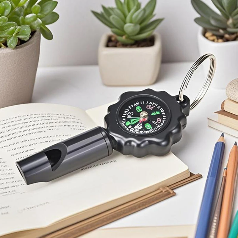 Dual Function Whistle and Compass Survival Tool for Outdoor Kayaking