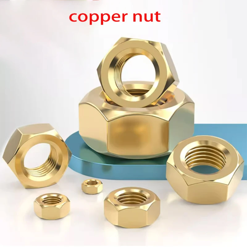 

DIN934 Brass Hex Nut M1 - M24 Metric Threaded Hexagonal Nut For Bolts Screws Solid brass Copper Nuts