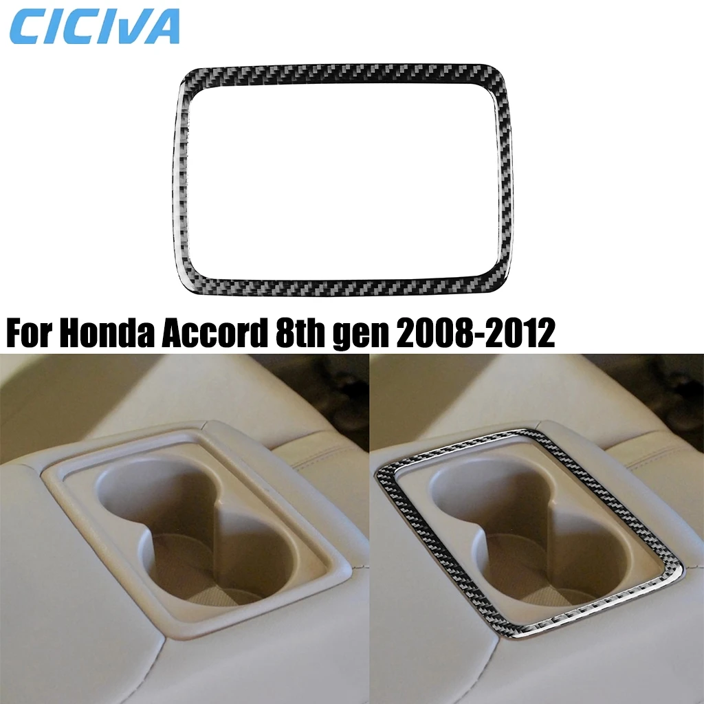 

For Honda Accord 8th Gen 2008-2012 Carbon Fiber Rear Center Armrest Cup Holder Frame Car Accessories Interior Cover Sticker Trim