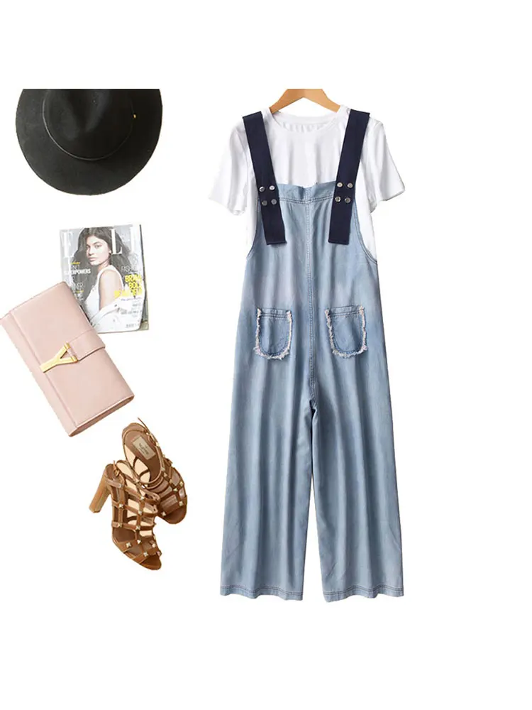 

Повседневные широкие джинсы с высокой талией, тонкие летние брюки светло-голубого цвета, дышащие удобные брюки-карго для девочек