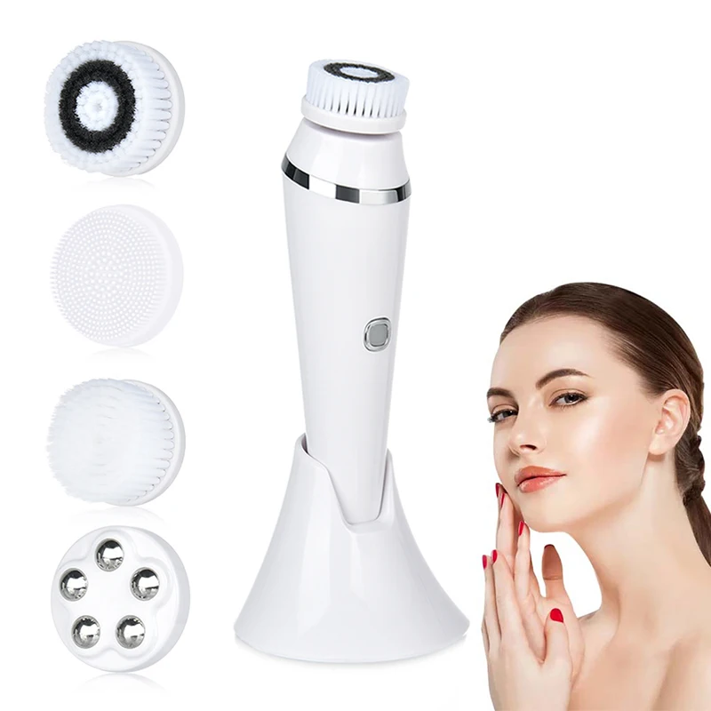 

Portable 4 in 1 Facial Cleansing Skin Electric Facial Cleanser Waterproof Rotating Facial Remover Cleanser Brush
