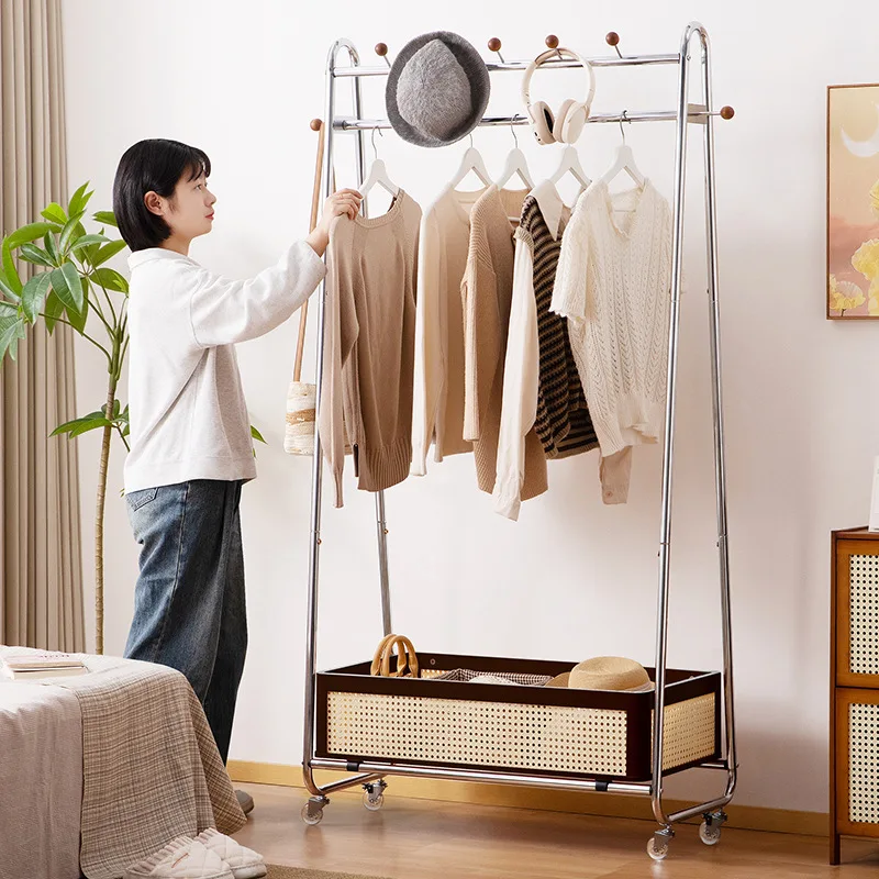 Solid Wood Modern Multi-function Coat Rack Removable Storage Hanger Floor-standing Vertical Design for Bedroom Home Furniture