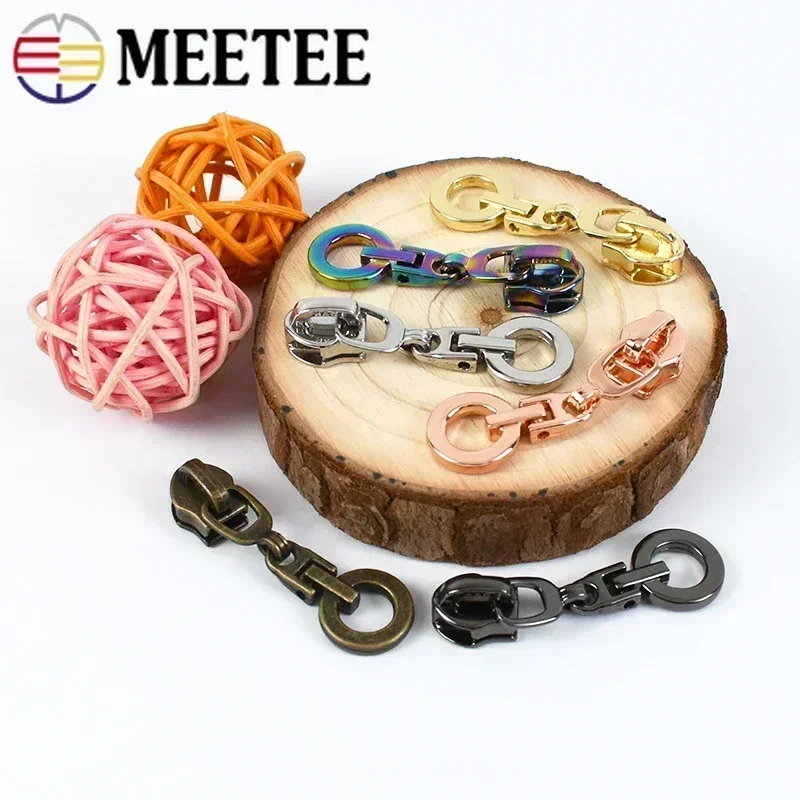 10/30 unidades Meetee 5 # Saco deslizante de zíper de nylon, decoração de bolsa, extrator de zíper, anel o, kits de reparo de cabeça de zíper,