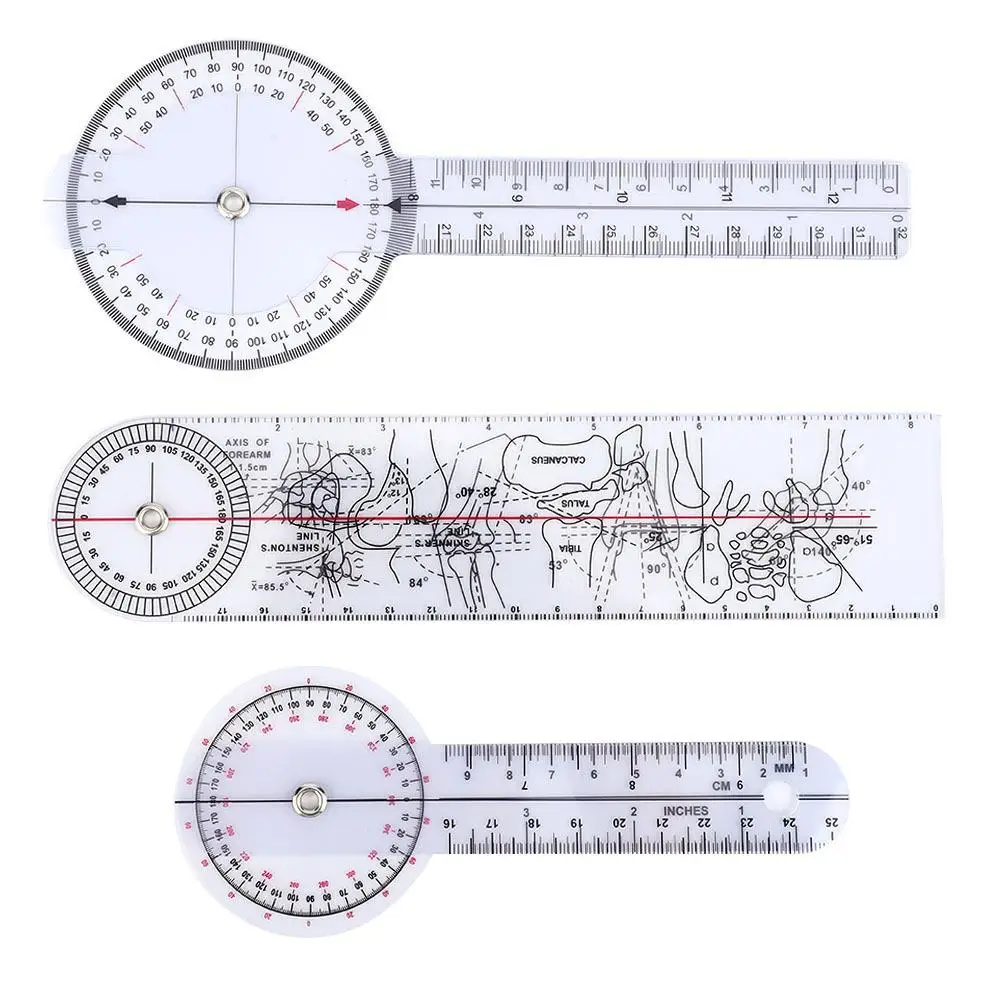 

Professional Spinal Goniometer Set 3 Pack - 6/8/10 Inch 360 Degree Protractor Angle Medical Ruler